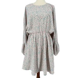 Glam LA Long Sleeve Blouson Blush Pink Leopard Print Mini Dress Large Boutique